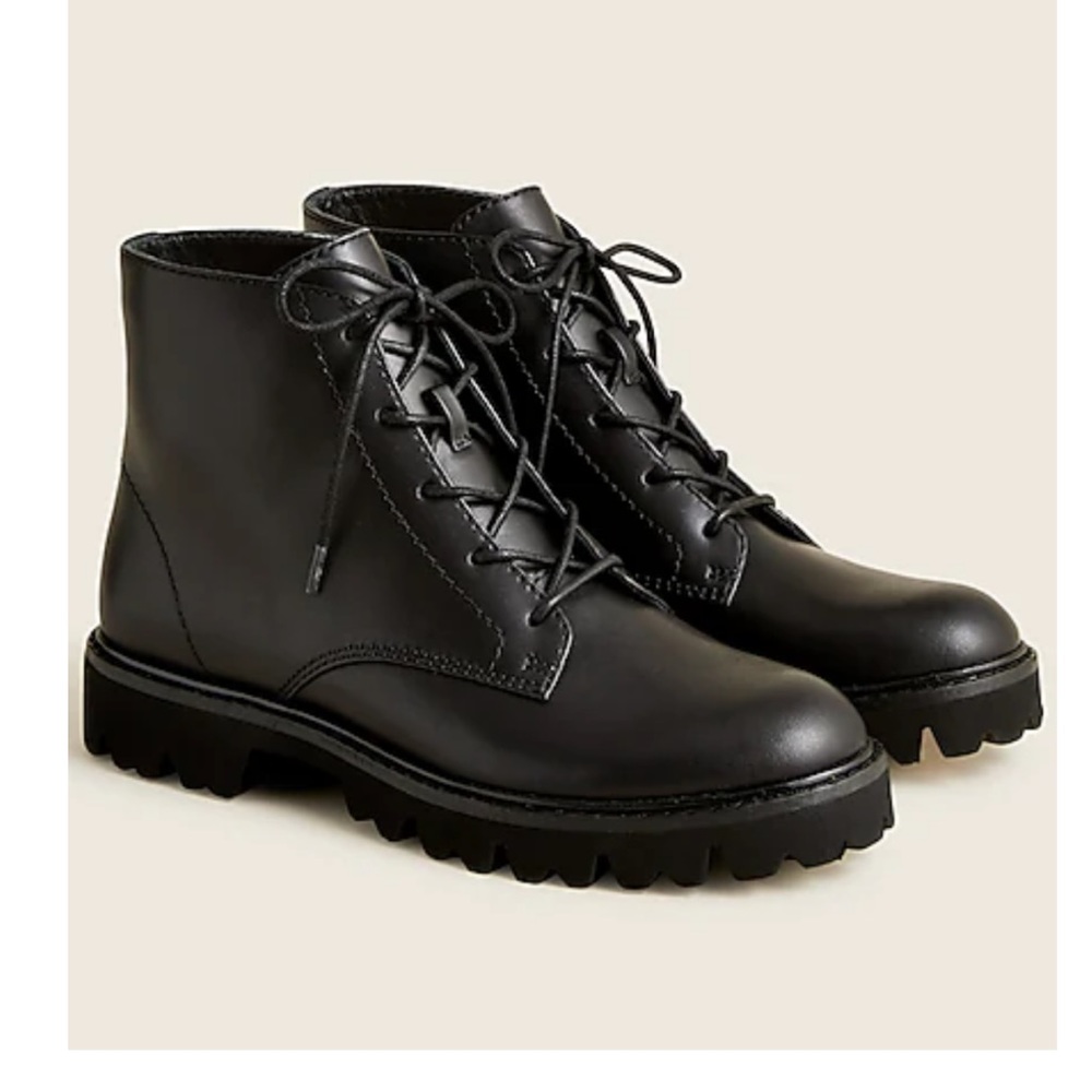 J.Crew Gwen lug-sole polished leather combat boot